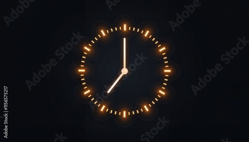 Stylish Glowing Orange Clock Isolated on a Black Background for Modern Home Decor Ideas.