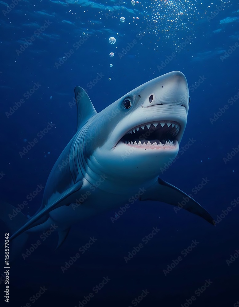 Great White Shark Underwater Ocean Predator Scene Great White Shark Underwater Ocean Predator Scene