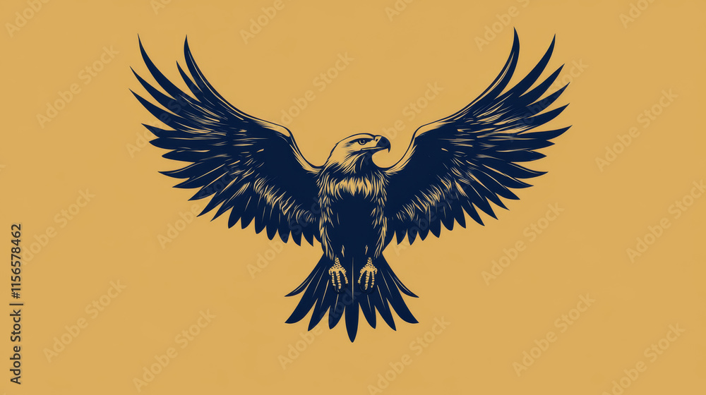 Fototapeta premium Vector logo eagle. The eagle soars above the inscription. Brand logo