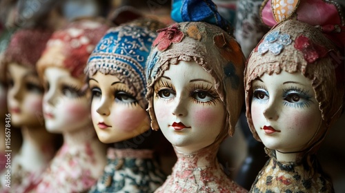 Antique Porcelain Dolls Collection: Vintage Fashion and Exquisite Detail photo