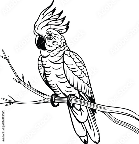 cockatoo mascot line vector illustration  white background