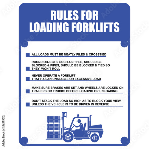 Rules for loading forklifts, sign and poster vector