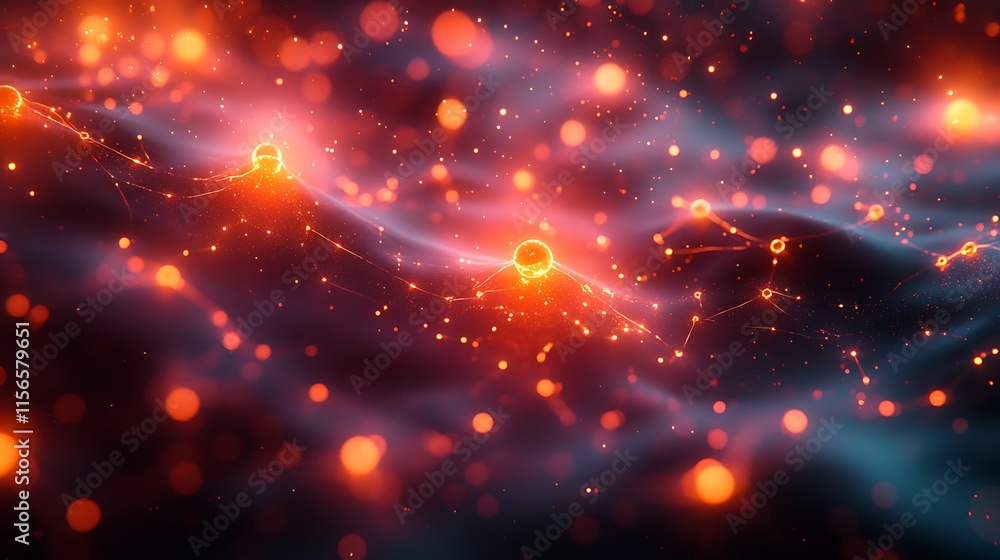 Abstract Network Glowing Orbs Cosmic Dust Abstract Network Glowing Orbs Cosmic Dust