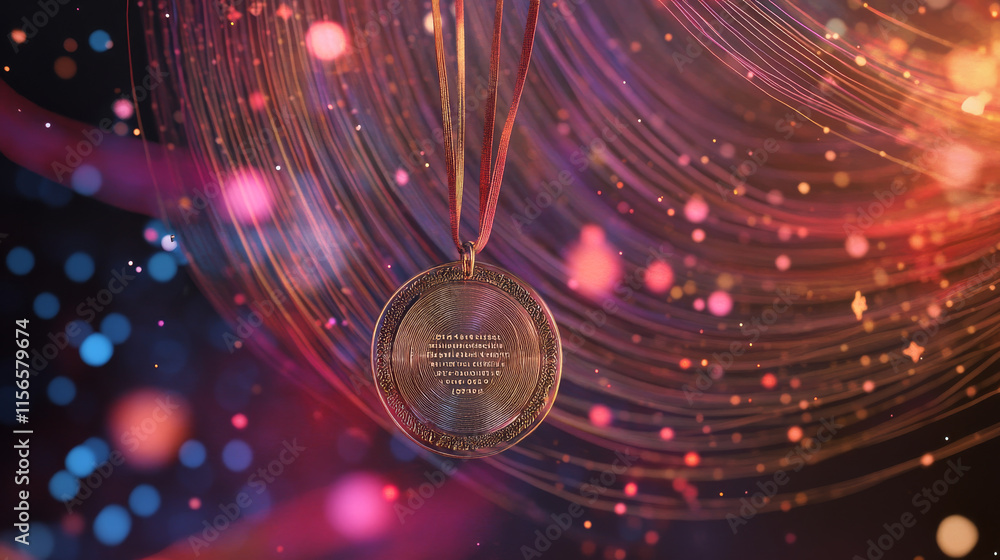Abstract mash line and point medal on white background with an inscription. Starry sky or space, consisting of stars and the universe. Vector business illustration Abstract mash line and point medal on white background with an inscription. Starry sky or space, consisting of stars and the universe. Vector business illustration
