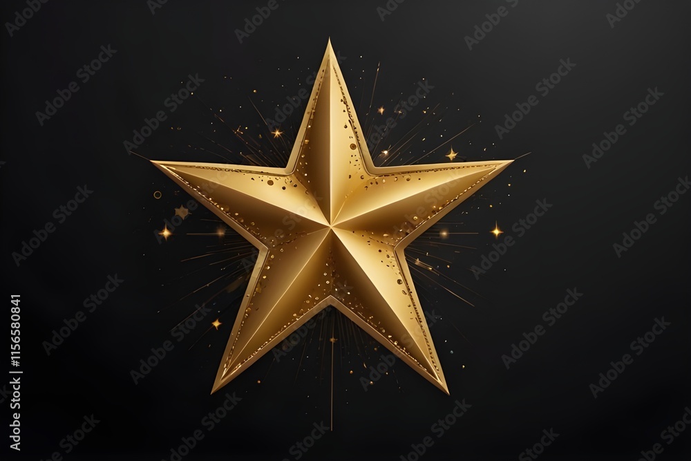 Generative AI with a gold star isolated on a transparent background. Generative AI with a gold star isolated on a transparent background.