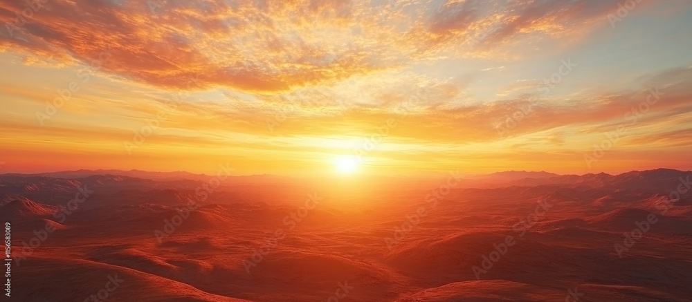 Stunning sunset view over colorful earth landscape with expansive sky and ample copy space for text or branding purposes Stunning sunset view over colorful earth landscape with expansive sky and ample copy space for text or branding purposes