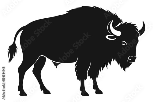 American bison silhouette icon vector
