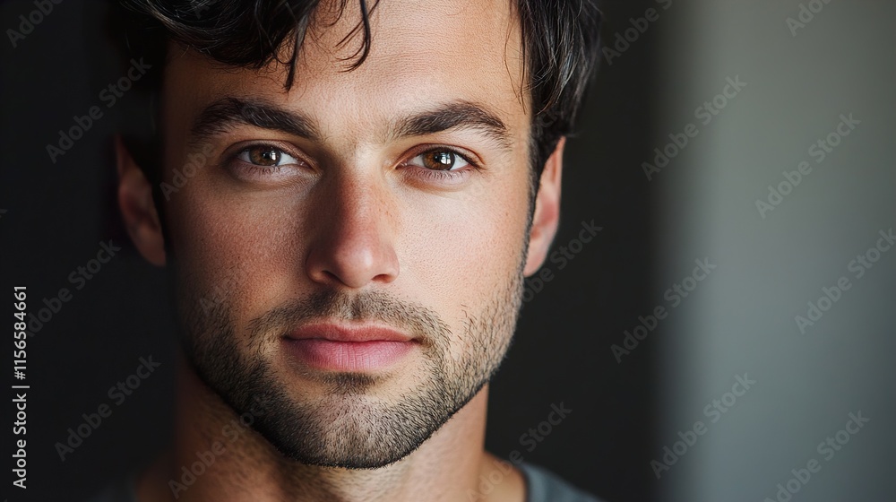 Fototapeta premium Intense Male Portrait: Close-up Photography