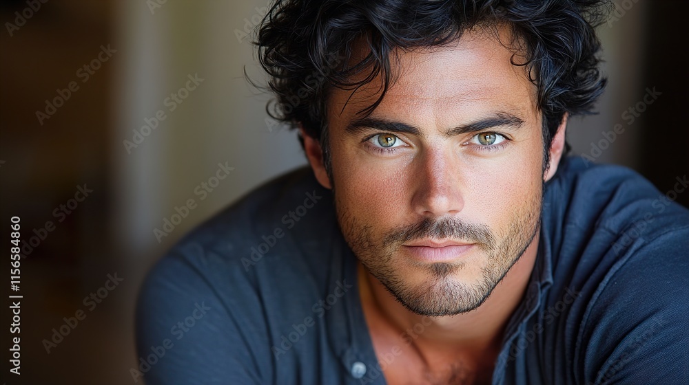 Portrait of a Handsome Man with Intense Gaze Portrait of a Handsome Man with Intense Gaze