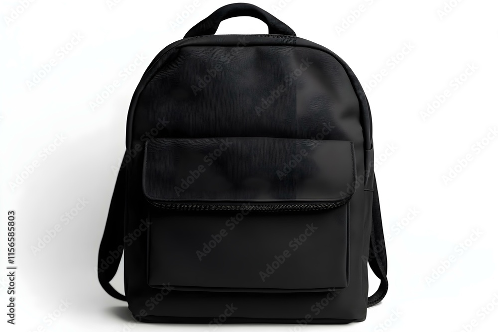Fototapeta premium Elegant Mockup of a Black School Backpack on White Background for Stylish and Professional Presentation