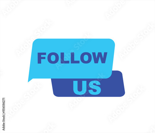 Follow us vector banner on white background Isolated icon for following  social media
sign Button on white background.square speech bubble.
