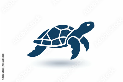 Sea Turtle Icon, Graceful Aquatic Creature Swims Freely in Ocean Depths photo