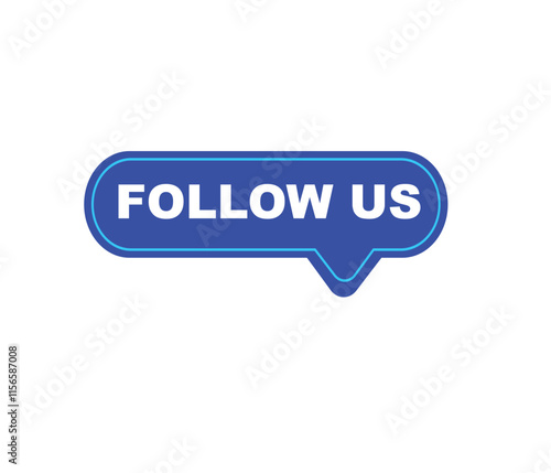 Follow us vector banner on white background Isolated icon for following social media sign Button on white background. square speech bubble.