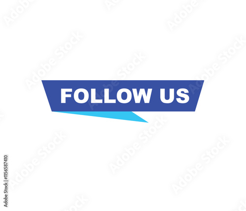 Follow us vector banner on white background Isolated icon for following  social media
sign Button on white background.square speech bubble.
