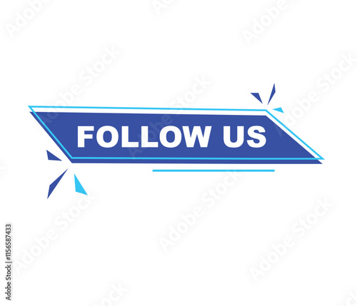 Follow us vector banner on white background Isolated icon for following  social media
sign Button on white background.square speech bubble.
