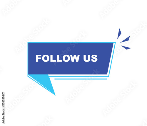 Follow us vector banner on white background Isolated icon for following  social media
sign Button on white background.square speech bubble.
