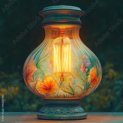 3d Cute Render Antique Lamp Soft Candleligh photo