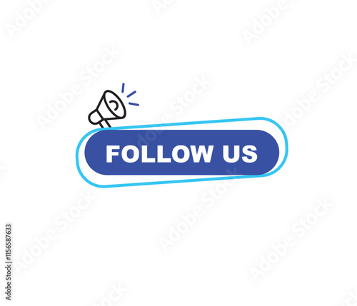 Follow us vector banner on white background Isolated icon for following  social media
sign Button on white background.square speech bubble.
