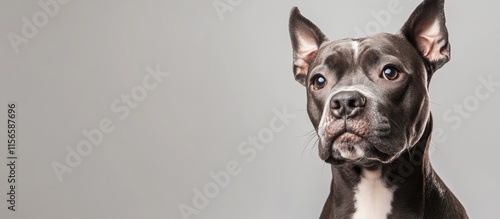 Stylish dog with unique mohawk hairstyle against neutral background with ample space for text or branding purposes photo