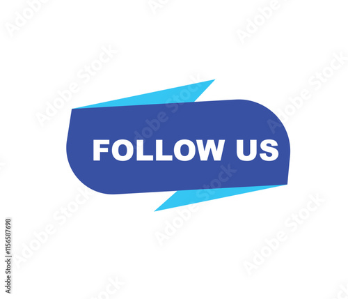 Follow us vector banner on white background Isolated icon for following  social media
sign Button on white background.square speech bubble.
