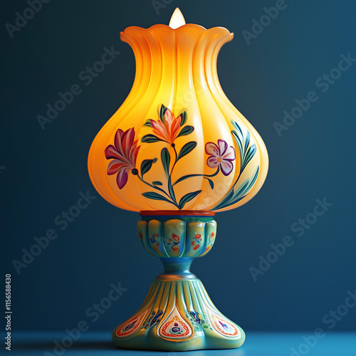 3d Cute Render Antique Lamp Soft Candleligh photo