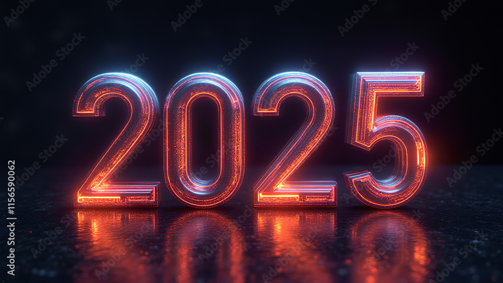 Futuristic digital design with glowing number 2025 Futuristic digital design with glowing number 2025