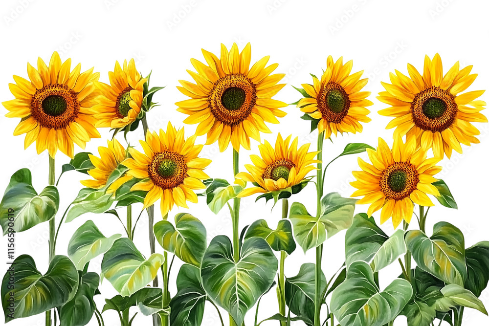 Sunflower field in illustration Sunflower field in illustration