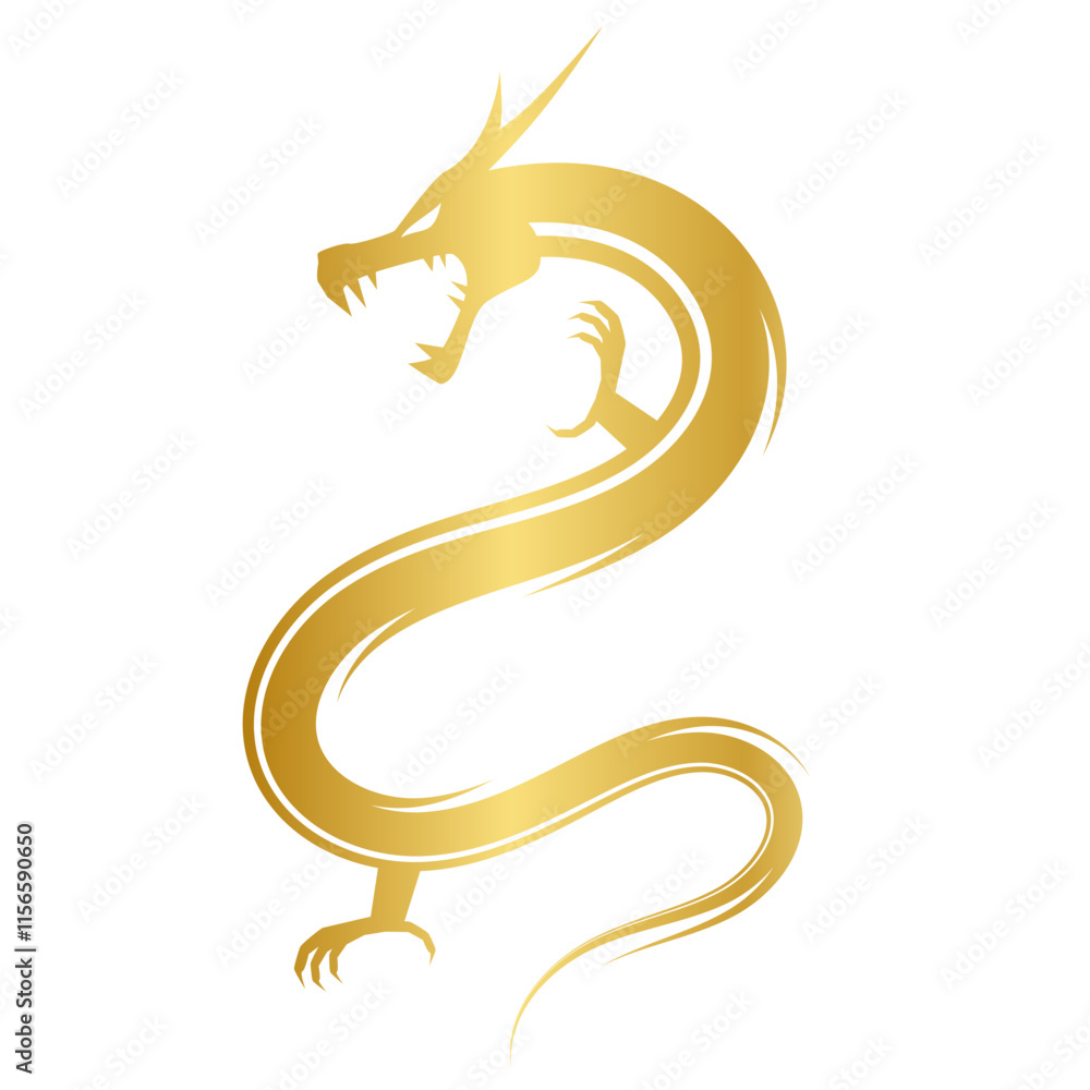 Chinese Gold Dragon Illustration Chinese Gold Dragon Illustration