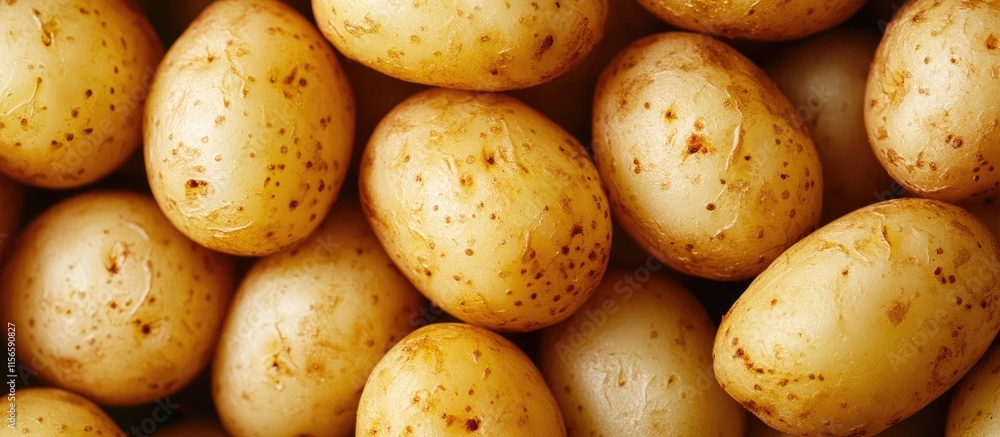 Close Up of Freshly Harvested Potatoes on Wooden Background with Copy Space for Text for Cooking or Farm Fresh Themes Close Up of Freshly Harvested Potatoes on Wooden Background with Copy Space for Text for Cooking or Farm Fresh Themes