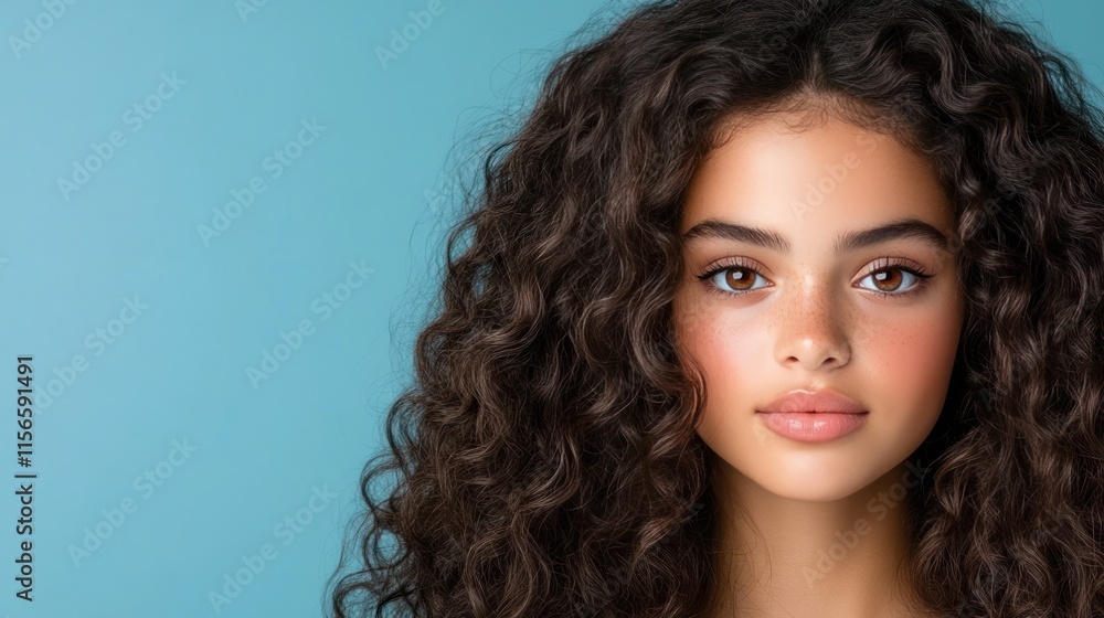 Stunning Curly-Haired Woman in Dark Portrait Stunning Curly-Haired Woman in Dark Portrait
