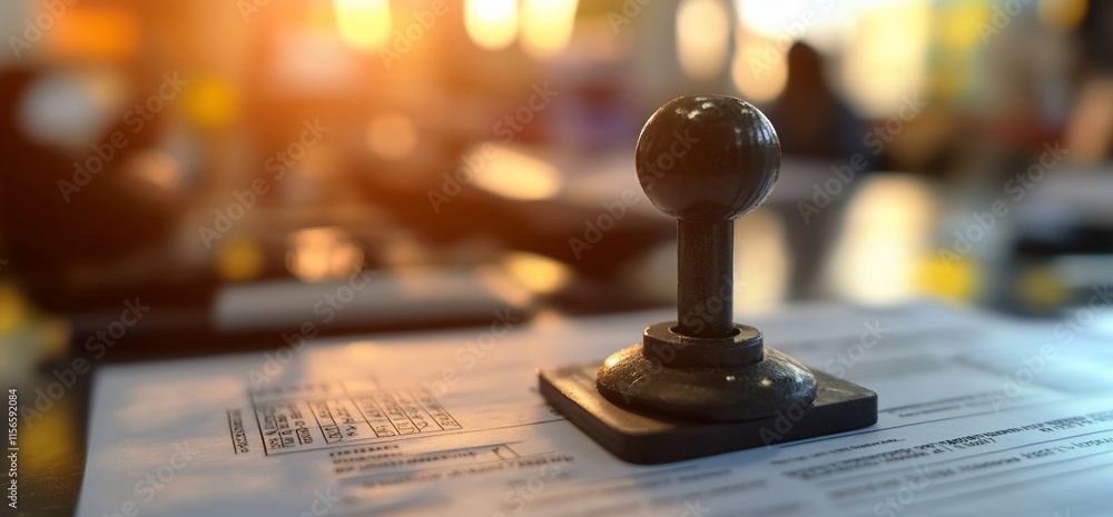 A close-up of a stamp on documents, symbolizing approval or validation. A close-up of a stamp on documents, symbolizing approval or validation.