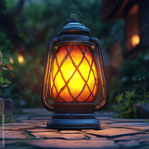 3d Cute Render Antique Lamp Soft Candleligh photo