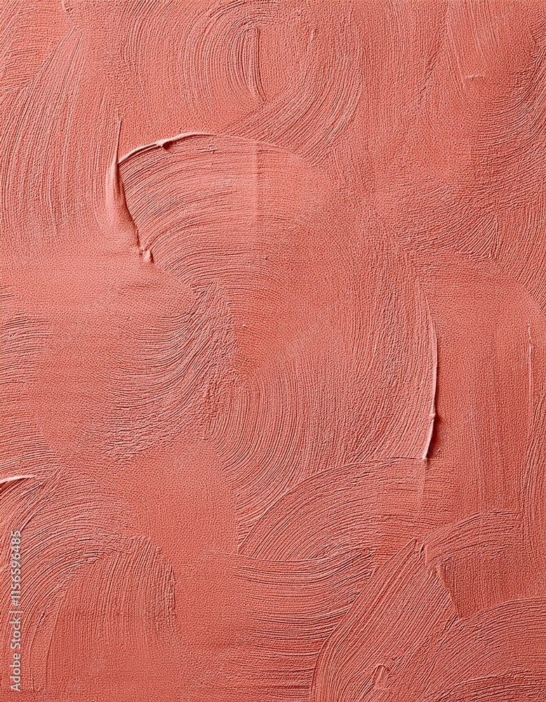 Naklejka premium 控えめなブラシ跡がアクセントを添える、サーモンピンクの漆喰の温もりあるデザイン