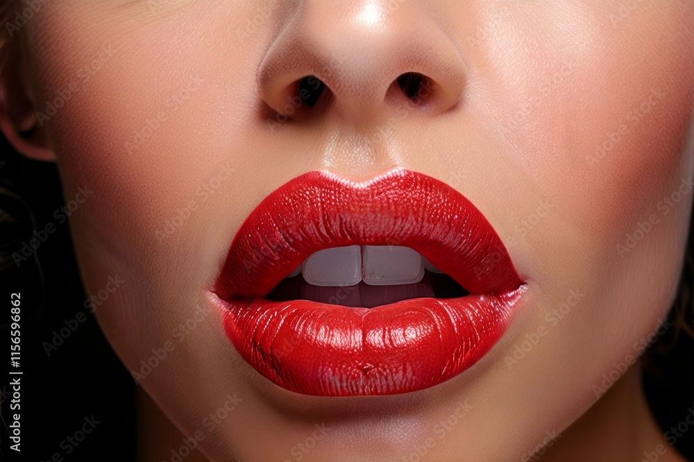 Obraz premium detailed view of lip liner application for fuller lips