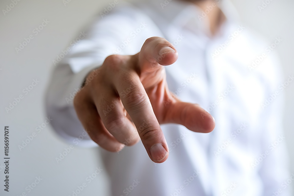 Obraz premium Close-up of Hand with Extended Index Finger Pointing