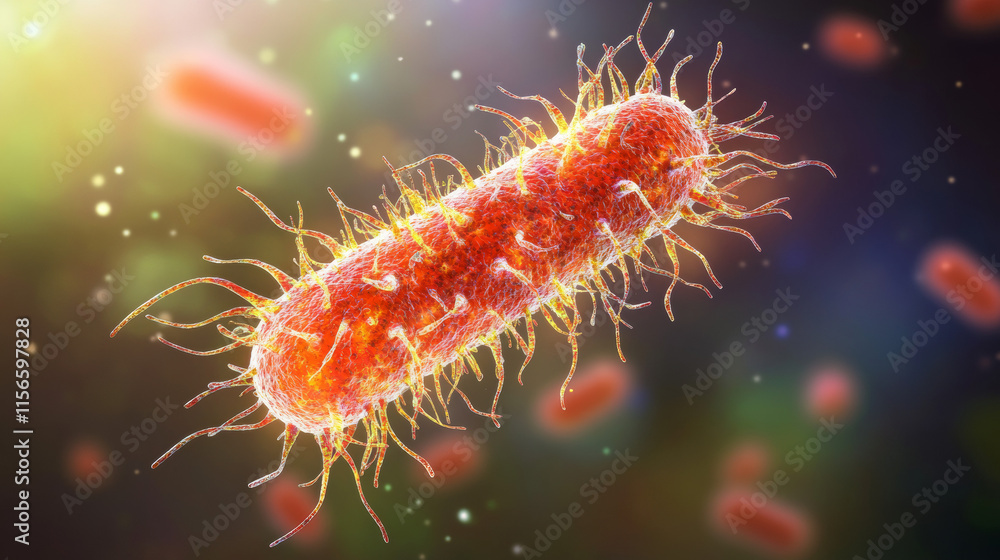 3d render of a germ bacteria under microscope. 3d render of a germ bacteria under microscope.