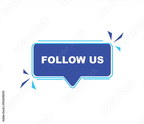 Follow us vector banner on white background Isolated icon for following  social media
sign Button on white background.square speech bubble.
