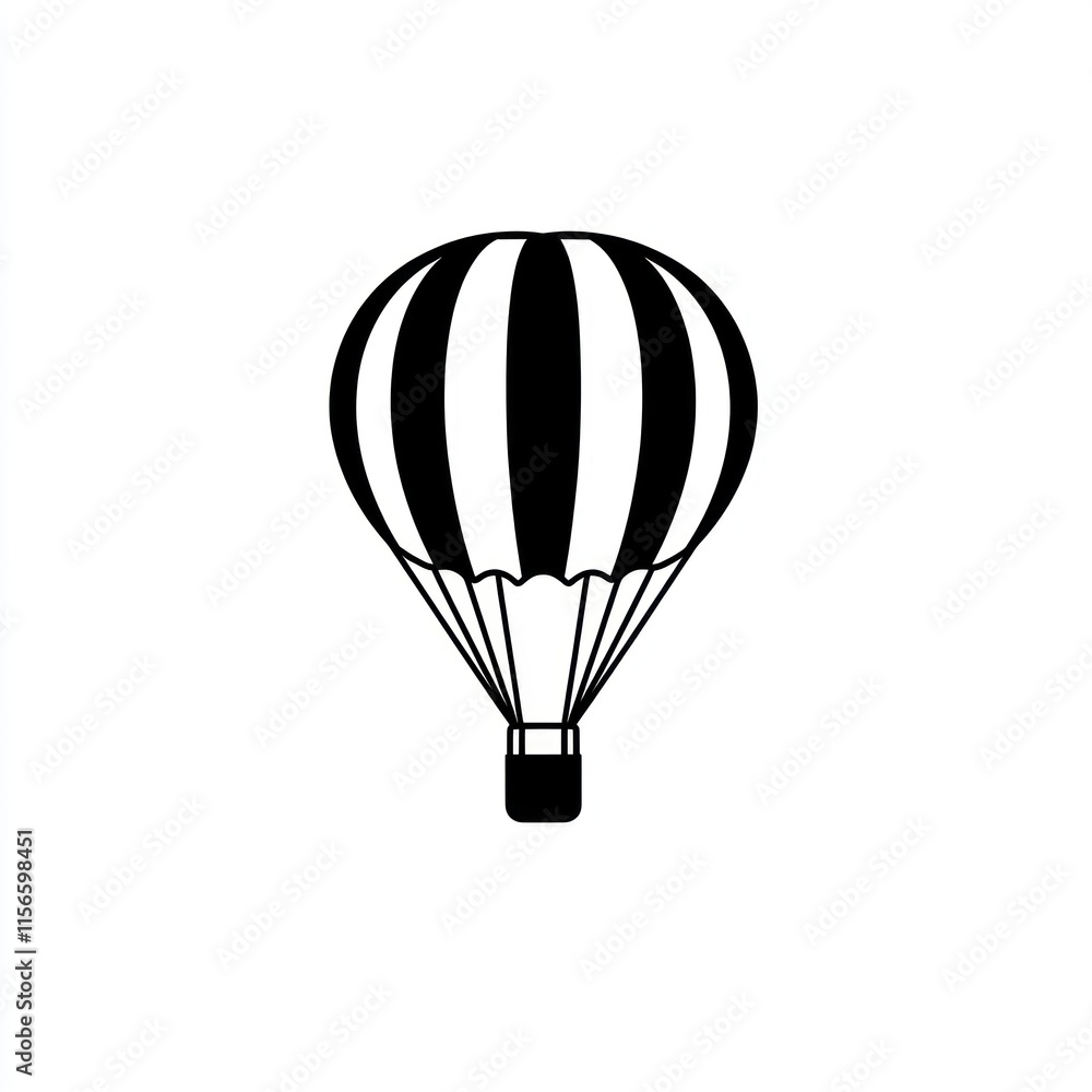 Naklejka premium Black striped hot air balloon on white background.