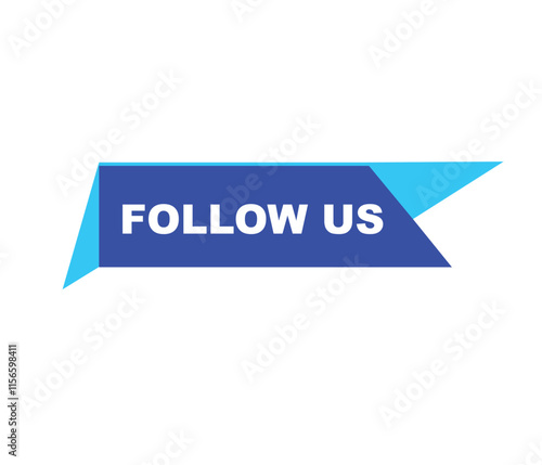 Follow us vector banner on white background Isolated icon for following  social media
sign Button on white background.square speech bubble.
