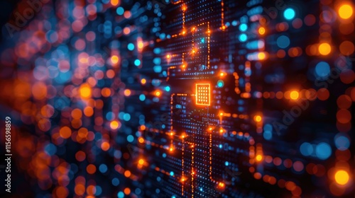 Wallpaper Mural A vibrant digital circuit board with glowing nodes and a central processor. Torontodigital.ca