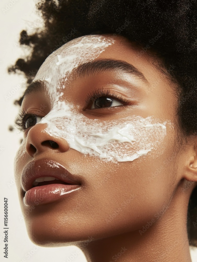 Fototapeta premium Natural Skincare Close Up Portrait Of A Human Model with Floral Elements