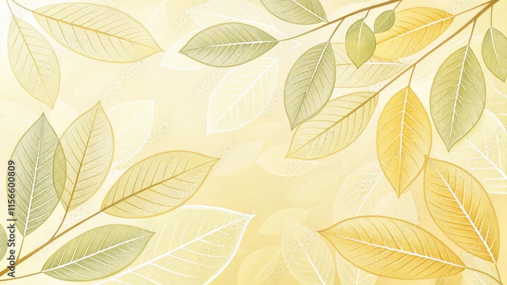 Elegant botanical pattern of leaves in soft pastel colors Elegant botanical pattern of leaves in soft pastel colors