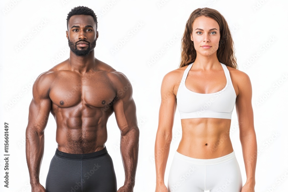 Muscular Man and Woman Fitness Bodybuilding Healthy Lifestyle Athletic Strong Shape Six Pack Abs Muscular Man and Woman Fitness Bodybuilding Healthy Lifestyle Athletic Strong Shape Six Pack Abs