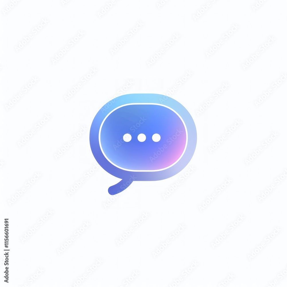 Naklejka premium Gradient speech bubble icon with three dots, signifying communication, message, chat, or dialogue.