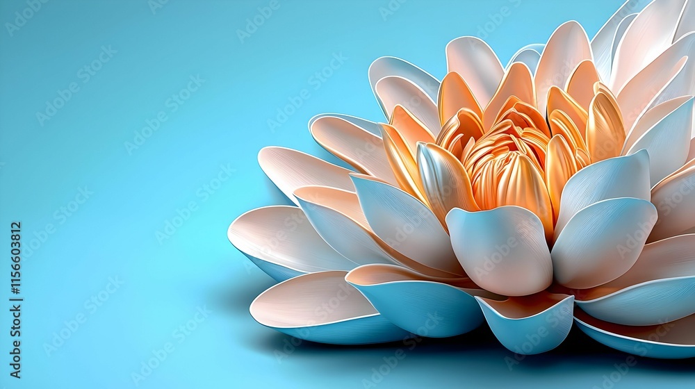 Obraz premium Elegant Flower Blooming in Soft Pastel Colors on Blue Background