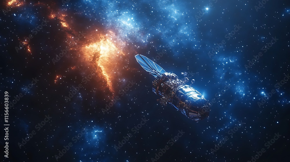 Spacecraft Navigating Through A Cosmic Nebula Spacecraft Navigating Through A Cosmic Nebula