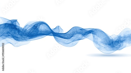 Blue Wave of Smoke on White Border - Abstract Background