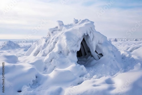 Wallpaper Mural construction of a quick survival shelter using snow blocks or na Torontodigital.ca