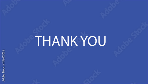 White thank you text with Blue Background