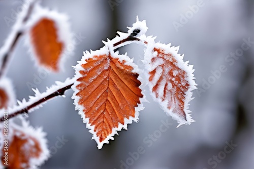 frosted leaves leaves covered in a delicate layer of frost captu photo